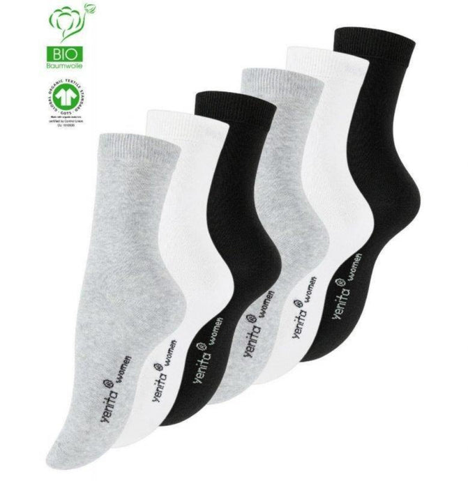 6 Pairs Womens Organic Cotton Socks by Yenita