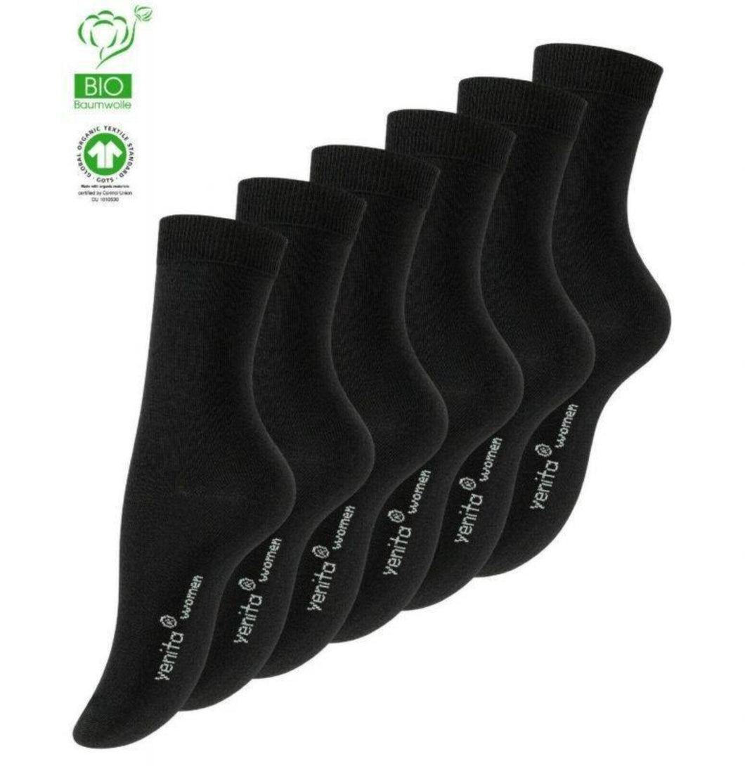 6 Pairs Womens Organic Cotton Socks by Yenita® - cottonpremierr